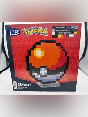 Mega Bloks Pokemon Classic Poke Ball, Pixel Art, 342 Piece Building Set NEW